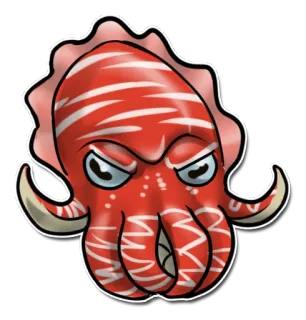 😡 cumi-cumi, merah, marah, kartun, makhluk laut, cephalopoda telegram sticker