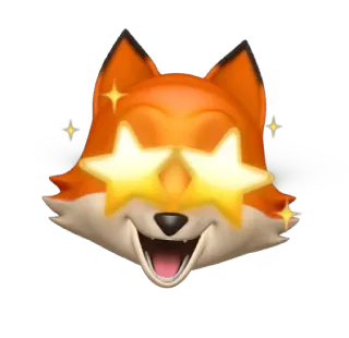 🤩 zorro, animal, emoji, sticker, dibujos animados, divertido, mono whatsapp sticker