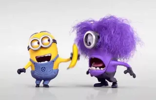 😄 Minions Despicable Me minions, banana, funny, cartoon, purple minion, despicable me telegram sticker