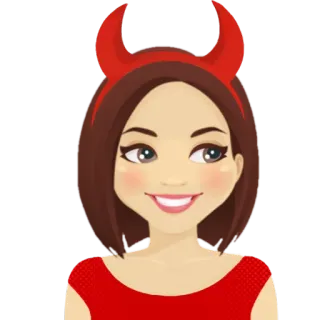 😈 Teufel, Mädchen, Frau, Hörner, Rot, Cartoon whatsapp sticker