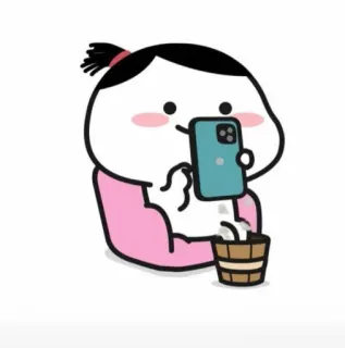 📱 Dessin animé, Téléphone, Mignon, Kawaii, Seau telegram sticker