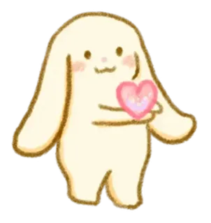 💭 schattig, konijn, cartoon, kawaii, hart, dier, personage telegram sticker
