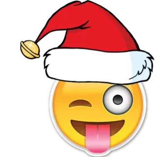 😜 Emoji, Natal, Gorro de Papai Noel, Piscadela, Língua, Festivo, Feriado, Adesivo telegram sticker