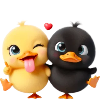 😛 mono, patos, animales, dibujos animados, amistad, kawaii, ilustración telegram sticker