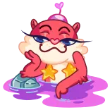 ☺️ fofo, desenho animado, animal, lontra, banho, relaxado, estrelas whatsapp sticker
