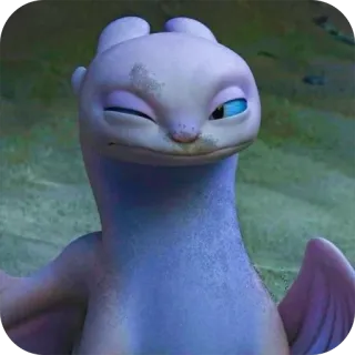 😖 Light Fury How to Train Your Dragon дракон, милый, мультяшный, животное, подмигивающий whatsapp sticker