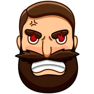 😡 en colère, visage, barbe, dessin animé, expression, contrarié telegram sticker