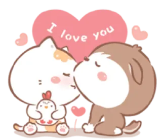 ❤️ I love you gatto, cane, amore, cuore, carino, animali telegram sticker