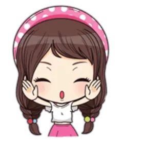 🤗 Desenho animado, Feliz, Menina, Fofo, Kawaii telegram sticker