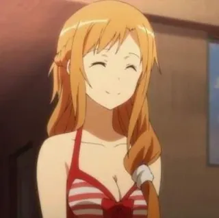 😙 Asuna Yuuki Sword Art Online anime, postać, uśmiechnięty, ilustracja, kreskówka telegram sticker