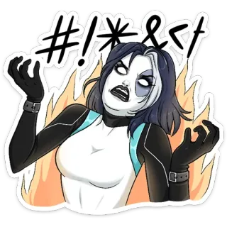 😡 #!*&!# สติกเกอร์, โกรธ, การ์ตูน, ผู้หญิง, สีหน้า, หงุดหงิด telegram sticker