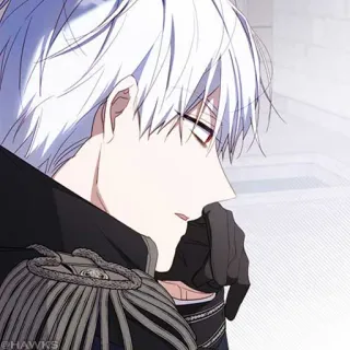 🖤 Anime, Cheveux Blancs, Gants, Collier, Illustration, Mâle telegram sticker