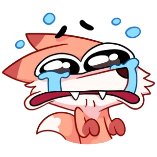 😭 crying, sad, cartoon, fox, emotion, tears telegram sticker