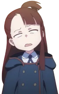 😩 Atsuko Kagari Little Witch Academia anime, cartone animato, ragazza, infastidita, Atsuko Kagari, Little Witch Academia telegram sticker