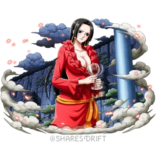 😢 Boa Hancock One Piece @SHARES DRIFT Anime, One Piece, Boa Hancock, Mulher, Personagem, Vestido Vermelho telegram sticker