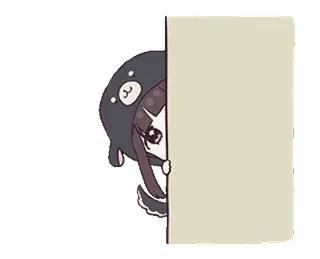 😨 Fille anime, Mignon, Kawaii, Dessin animé, Qui regarde, Caché, Personnage telegram sticker