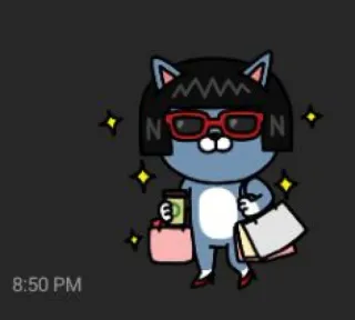 😮‍💨 chat, shopping, mode, lunettes, sac à main, dessin animé, animal whatsapp sticker