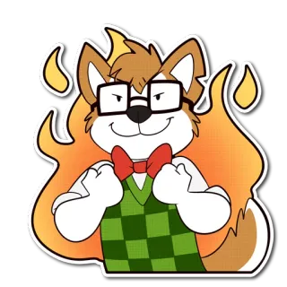 🔥 perro, nerd, furry, gafas, pajarita, fuego, dibujo animado telegram sticker
