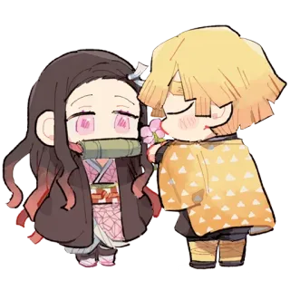 🥰 Nezuko Kamado Demon Slayer Anime, Chibi, Kawaii, Lindo, Demon Slayer, Nezuko, Zenitsu telegram sticker
