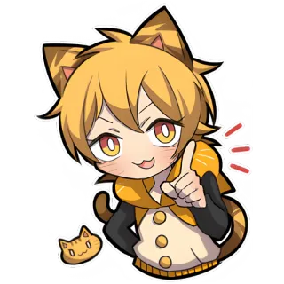 🫵 고양이, 애니메이션, 캐릭터, 카와이, 귀여운, 스티커, 만화, 노란색 telegram sticker