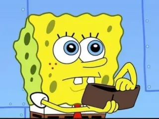 😞 SpongeBob SquarePants Мультфильм, Спанч Боб, Кошелек, Пустой, Анимированный whatsapp sticker