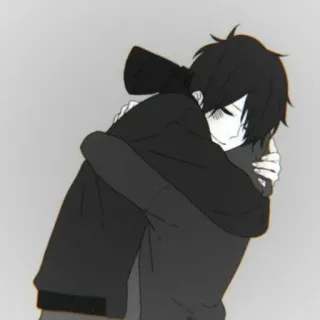 🧊 abraço, anime, amizade, amor, conforto, fofo, emoções telegram sticker