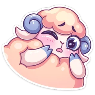 😉 овца, милый, животное, мультфильм, наклейка whatsapp sticker