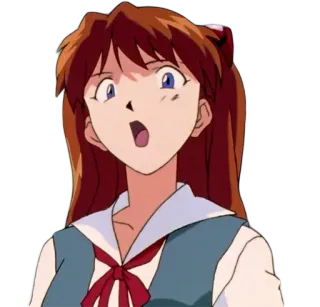 😀 Asuka Langley Soryu Neon Genesis Evangelion anime, cartoon, portrait, shocked, Asuka Langley Soryu, Neon Genesis Evangelion, character telegram sticker
