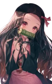 🥰 Nezuko Kamado Demon Slayer Anime, Chica, Demonio, Nezuko, Linda, Bambú telegram sticker
