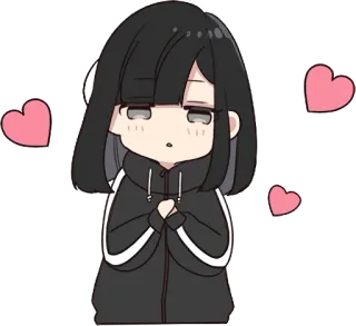 😍 fille anime, chibi, mignon, kawaii, coeur, anime, dessin animé telegram sticker