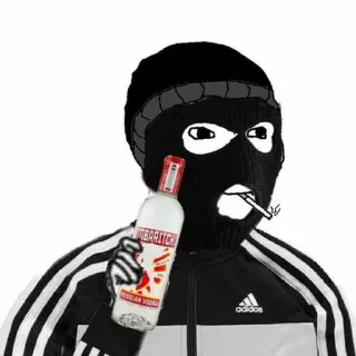 🇷🇺 KOBARITCHI RUSSIAN VODKA vodka, ski mask, tracksuit, Russian, meme, stereotypes telegram sticker
