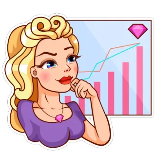 🤔 blonde, femme, graphique, affaires, pensif, diamant telegram sticker