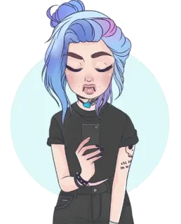 😌 ragazza, tatuaggio, selfie, capelli, casual, teenager telegram sticker