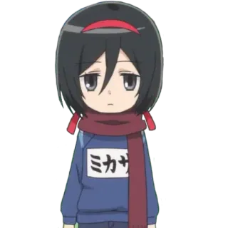 😐 Mikasa Ackerman Attack on Titan ミカサ Anime, Chibi, Attack on Titan, Mikasa, Japanisch, Cartoon, Charakter whatsapp sticker