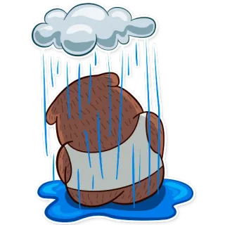 😞 rain, sad, bear, cloud, weather, cartoon, sticker whatsapp sticker