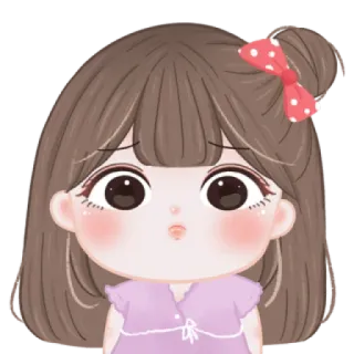🍓 卡通女孩, 可爱, 红色蝴蝶结, 动漫风, 女孩贴纸 telegram sticker