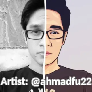 ©️ Artist: @ahmadfu22 ポートレート, アーティスト, 漫画, デジタルアート, 男性 telegram sticker