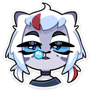 🌟 贴纸, 卡通, 白发, 动物, 蓝眼睛 telegram sticker