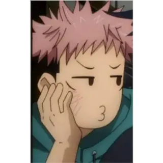 🙂 Yuji Itadori Jujutsu Kaisen anime, manga, character, sticker, cute, Jujutsu Kaisen, Yuji Itadori whatsapp sticker
