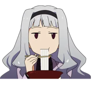 😑 Anime, Garota, Comendo, Macarrão, Hashis whatsapp sticker