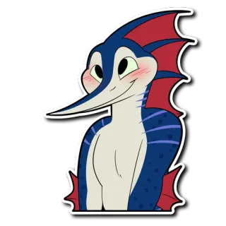 😊 cartoon, sticker, cute, smiling, anime, reptile, blush telegram sticker
