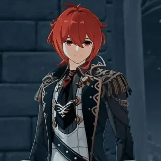 🌟 Diluc Genshin Impact anime, video game, character, red hair, gloves, fantasy telegram sticker