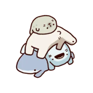 😲 animals, stack, cute, cartoon, seal, whale telegram sticker
