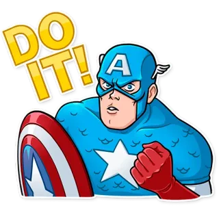 💪 Captain America DO IT! Капитан Америка, Супергерой, Marvel, Мотивация, Наклейка telegram sticker