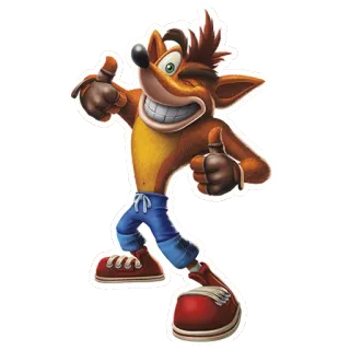 👍 Crash Bandicoot video game, character, mascot, cartoon, Crash Bandicoot whatsapp sticker