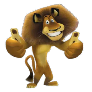 👍 Alex Madagascar leone, pollice in su, cartone animato, animale, felice telegram sticker