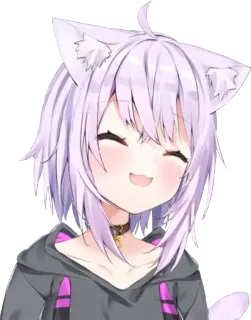 🍙 อนิเมะ, หูแมว, ยิ้ม, น่ารัก, ผู้หญิง, อนิเมะผู้หญิง, การ์ตูน telegram sticker