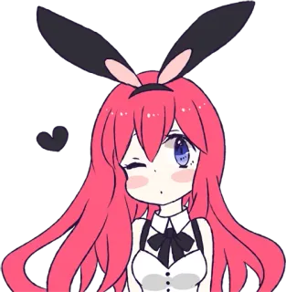 😘 Anime, Coelho, Desenho animado, Cabelo rosa, Fofo, Garota telegram sticker