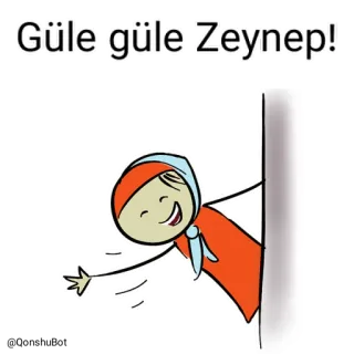 ✋ Zeynep Güle güle Zeynep! dag, zwaaien, cartoon, persoon, groet, afscheid whatsapp sticker