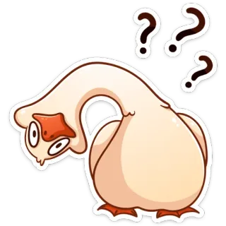 🙃 ganso, pergunta, confuso, animal, pássaro, desenho animado telegram sticker